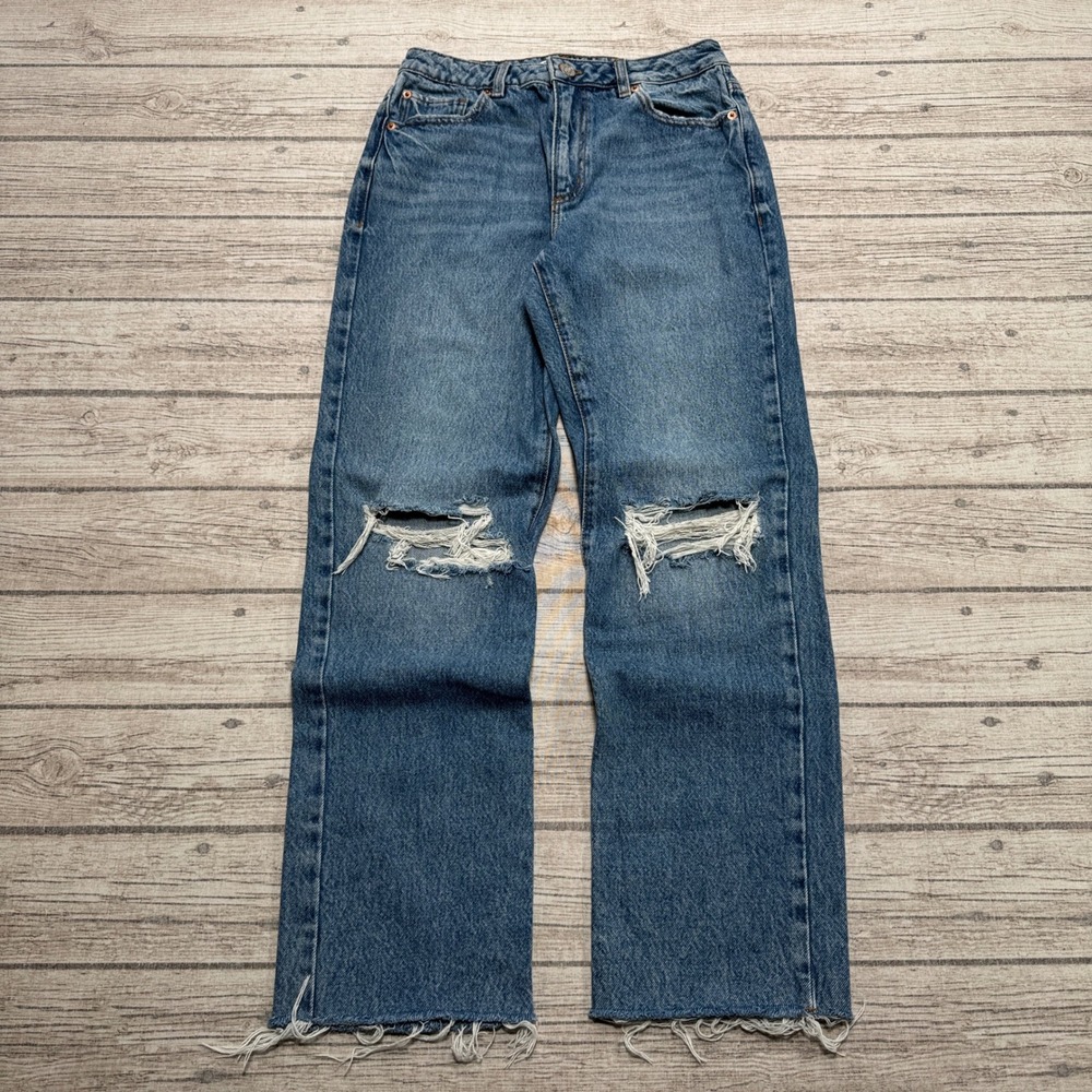 Garage Jeans Women's 3 Blue Denim Vintage Straight Distressed High Rise Baggy